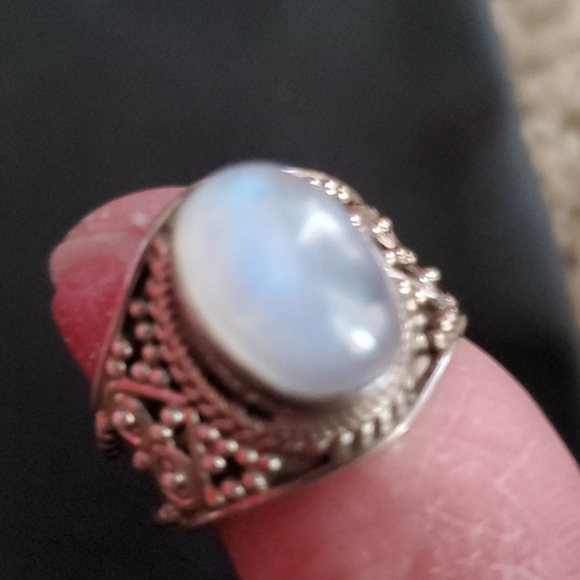 Sterling  🌈 rainbow  moon stone ring - Picture 1 of 6